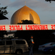 Police stand guard outside the Masjid Al Noor mosque in Christchurch, one of two mosques targeted by a white supremacist mass murderer this week, on March 17, 2019.